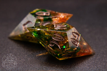 AmberMoss Pointy Polyhedral Dice set