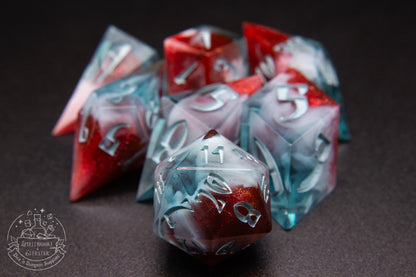 Emberfrost Pointy Polyhedral Dice set