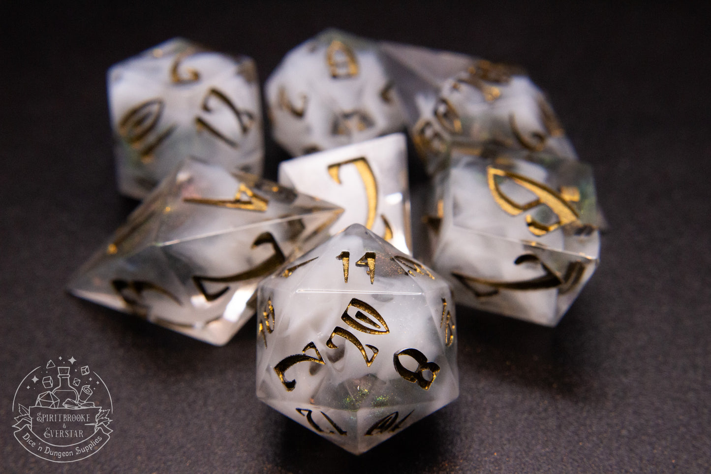Spiritglass Pointy Polyhedral Dice set