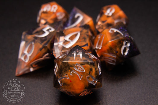 Hallows Ember Pointy Polyhedral Dice set