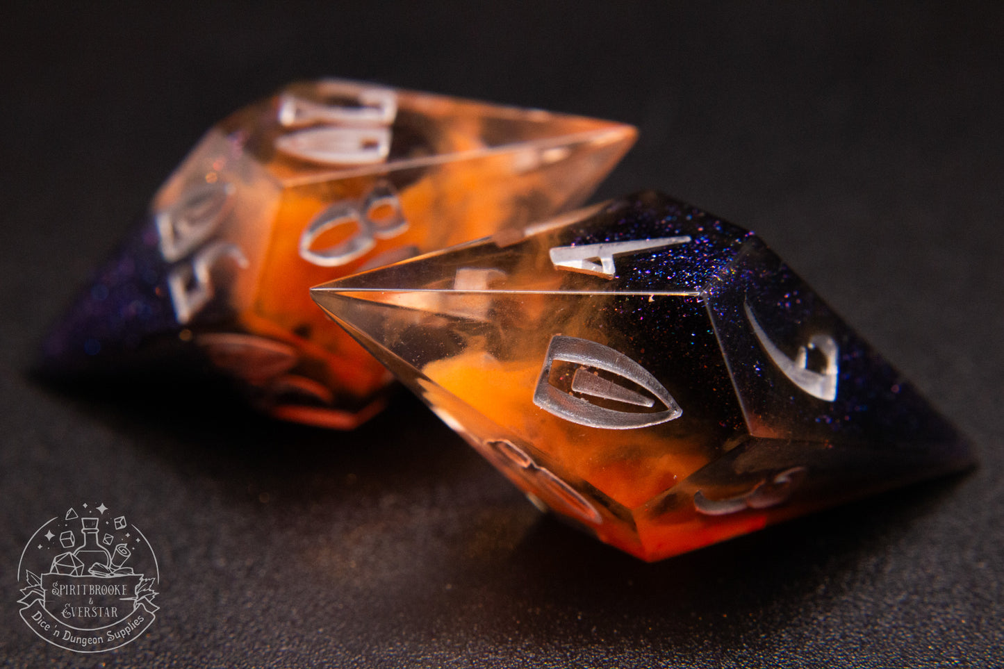 Hallows Ember Pointy Polyhedral Dice set