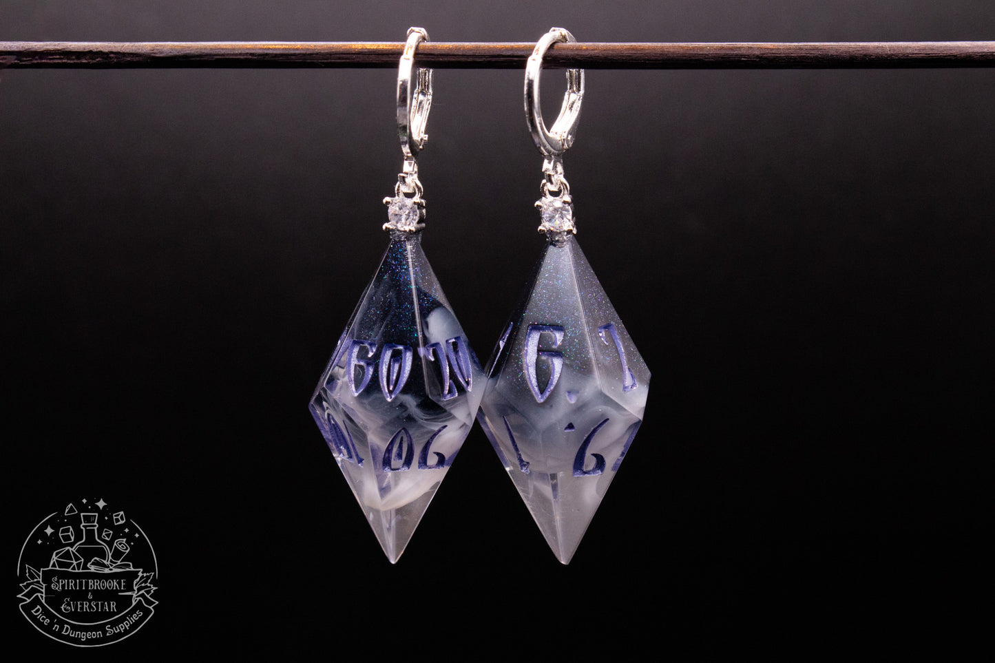 Silver Frost D10 + D100 Pointy Earrings