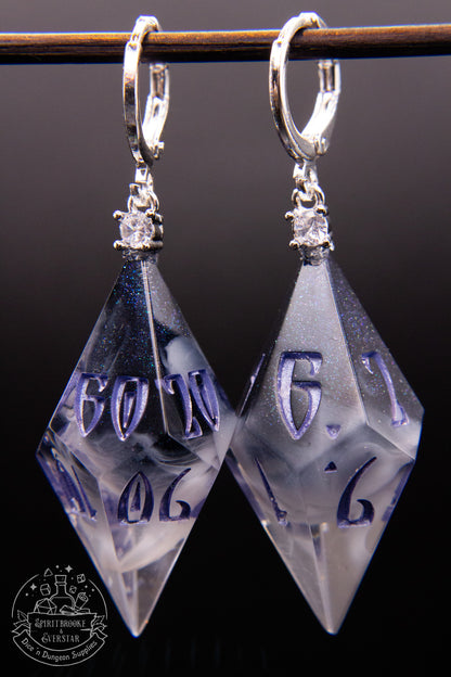 Silver Frost D10 + D100 Pointy Earrings
