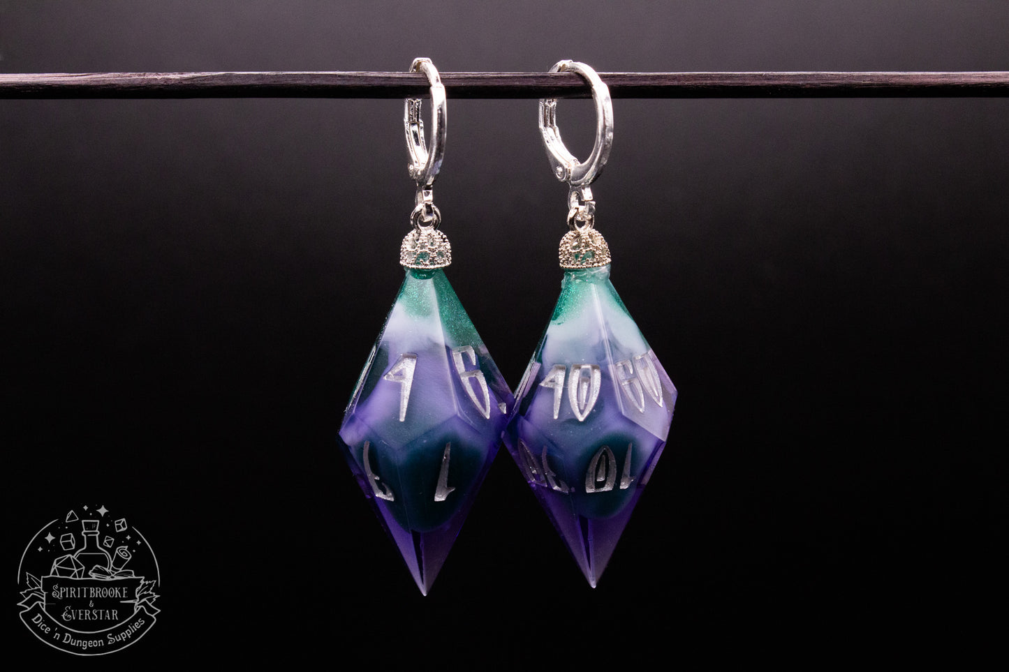 Hexmist D10 + D100 Pointy Earrings