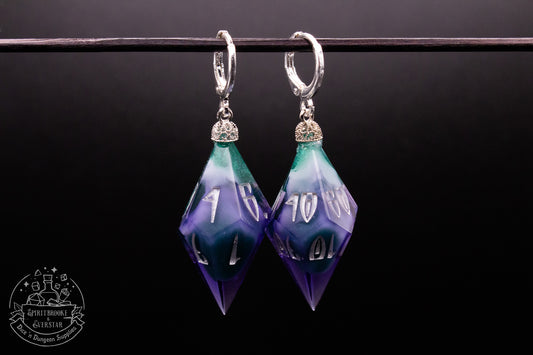Hexmist D10 + D100 Pointy Earrings