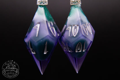 Hexmist D10 + D100 Pointy Earrings