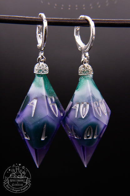 Hexmist D10 + D100 Pointy Earrings