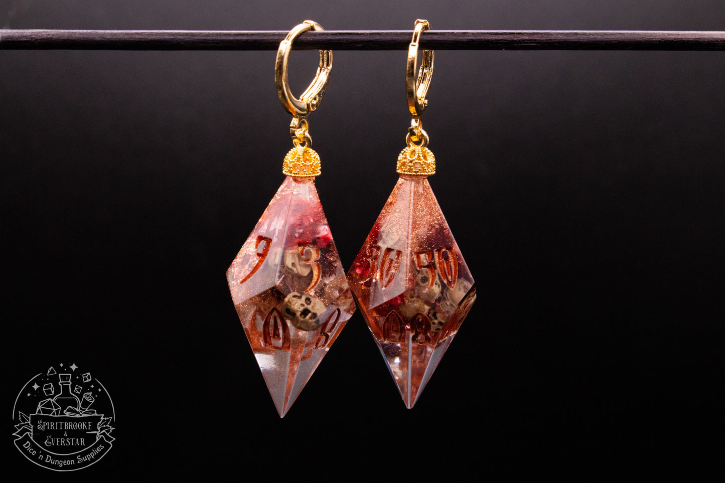 Copper Rot D10 + D100 Pointy Earrings
