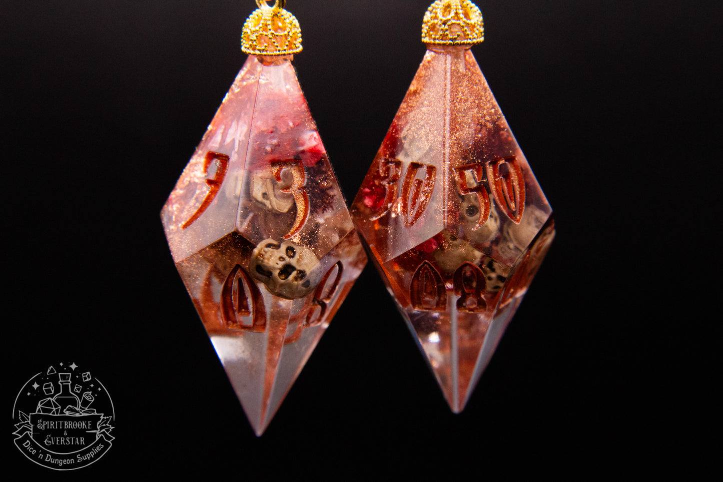 Copper Rot D10 + D100 Pointy Earrings