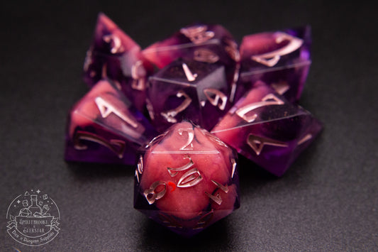 Cursed Rose Pointy Polyhedral Dice set