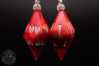 Silver Crimson Radiance D10 + D100 Pointy Earrings