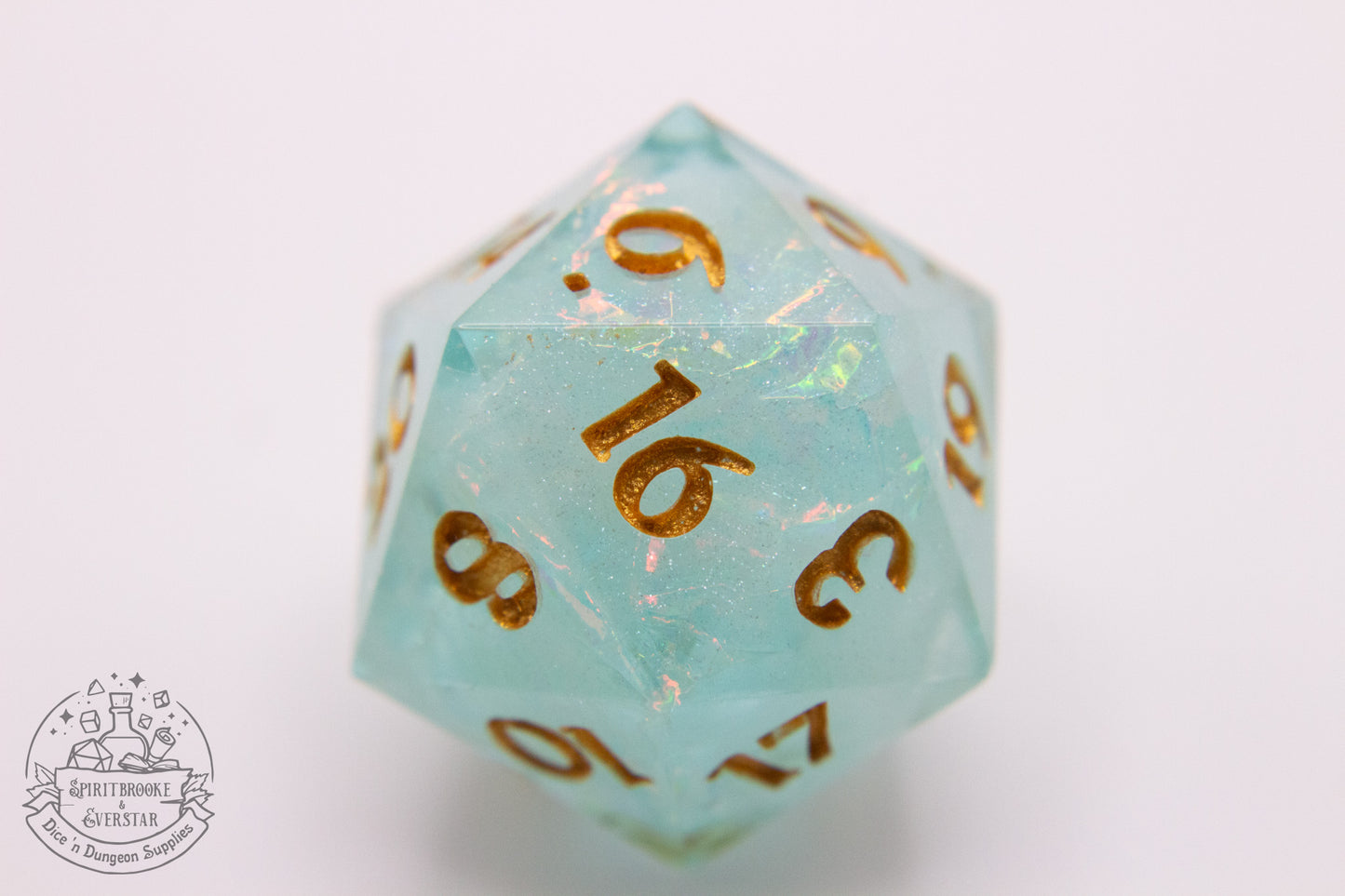 Ethereal Blue Polyhedral Dice set