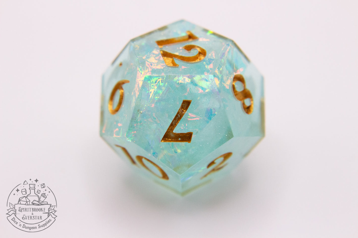 Ethereal Blue Polyhedral Dice set