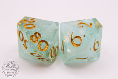 Ethereal Blue Polyhedral Dice set