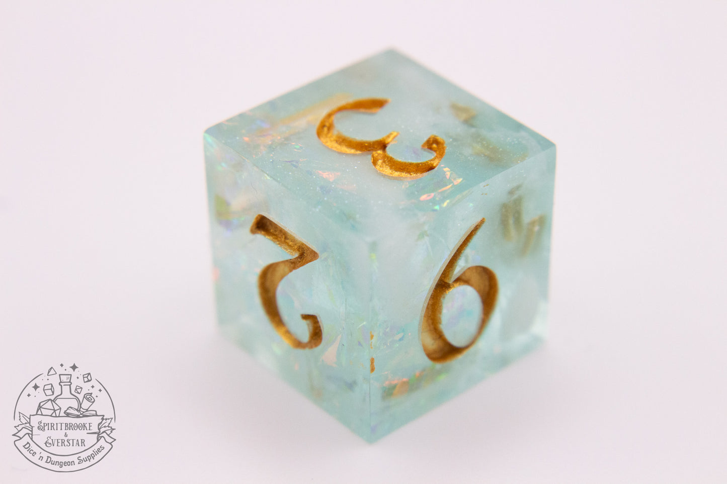 Ethereal Blue Polyhedral Dice set