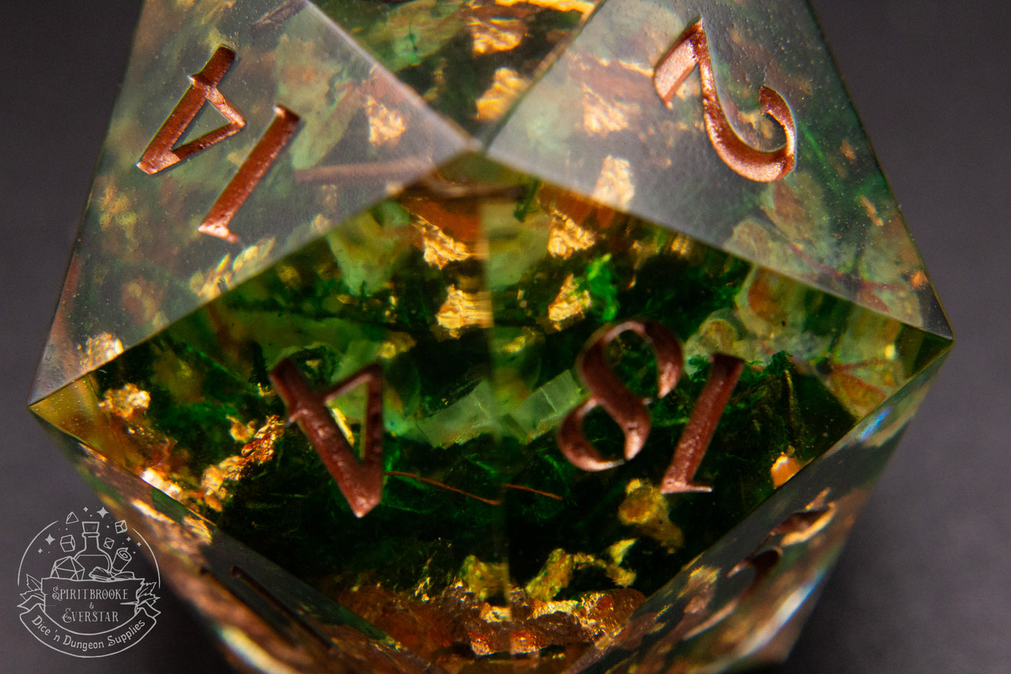 Emerald Grove 35 mm handmade D20 Chonk