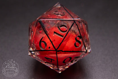 Chaotic Blood Liquid Core 35 mm handmade D20 Chonk