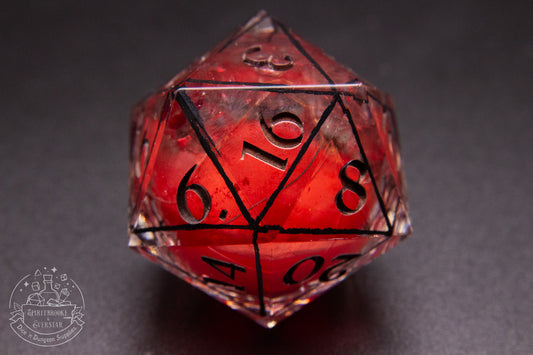 Chaotic Blood Liquid Core 35 mm handmade D20 Chonk