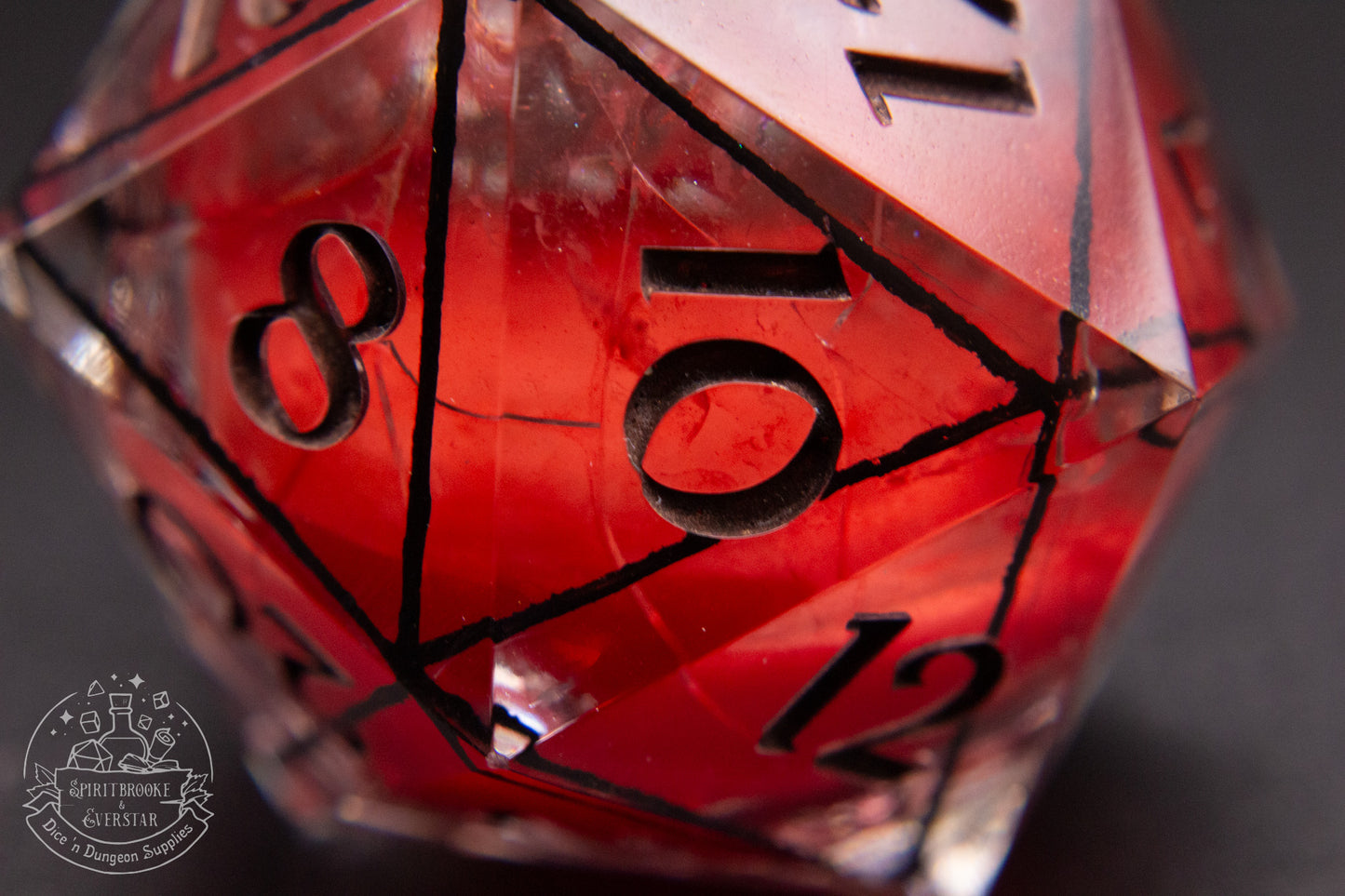 Chaotic Blood Liquid Core 35 mm handmade D20 Chonk