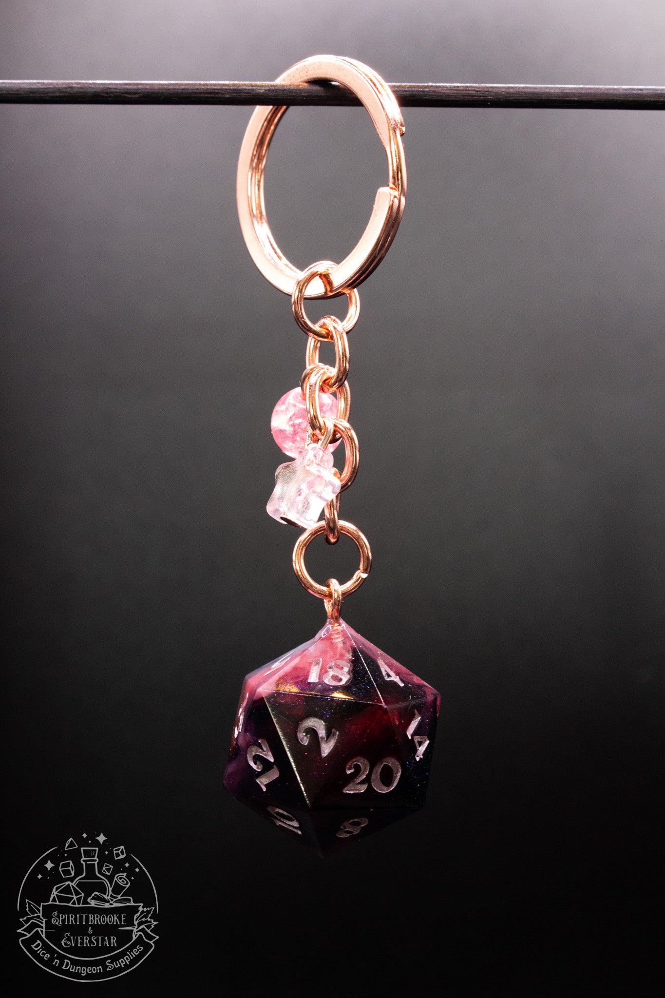 Pink Licorice Dice Keychains
