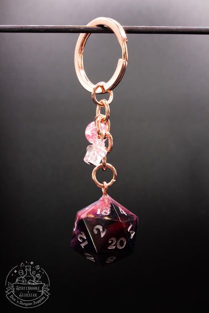 Pink Licorice Dice Keychains