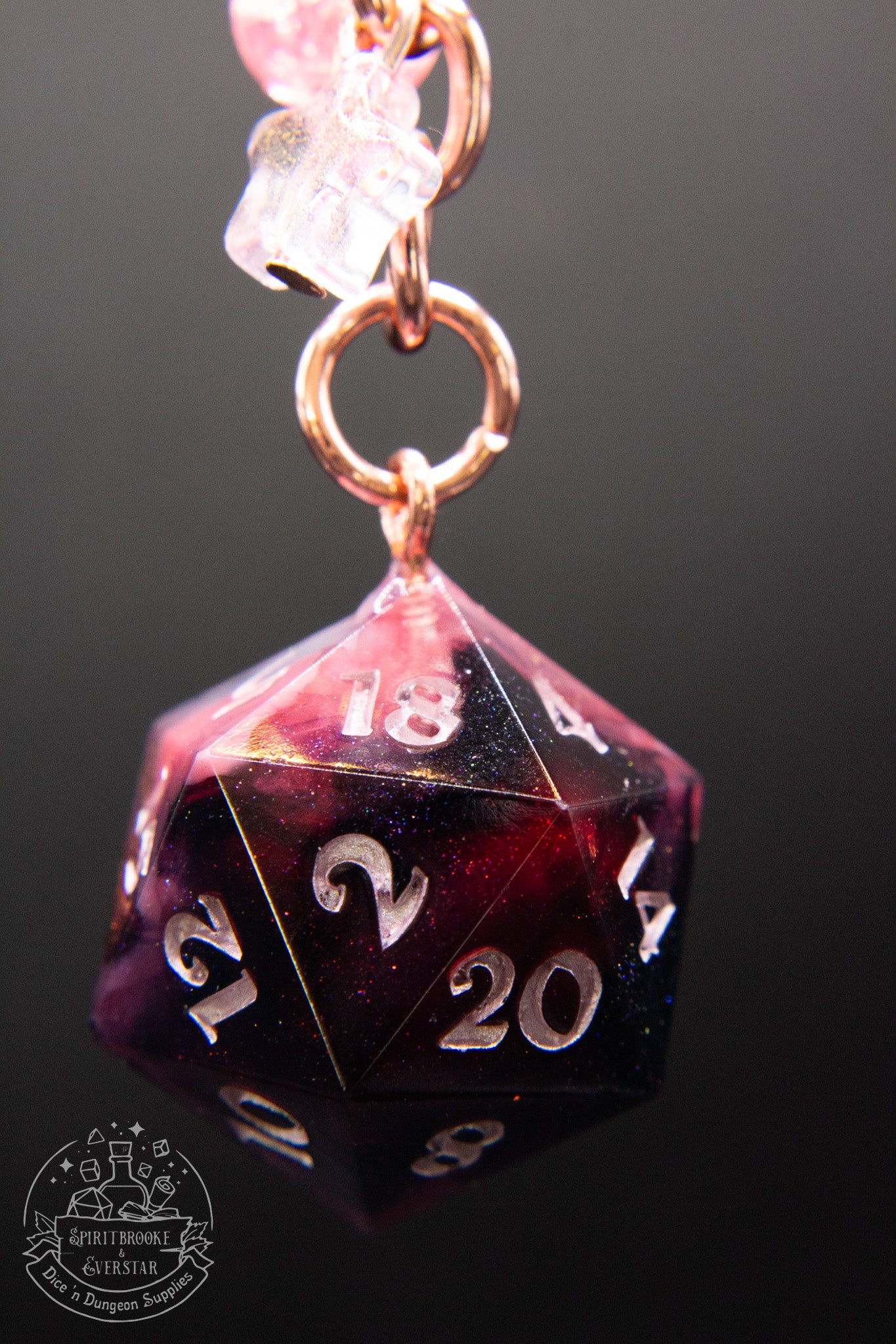 Pink Licorice Dice Keychains