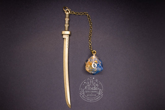 Dice Bookmark Brass, Blue and Gold
