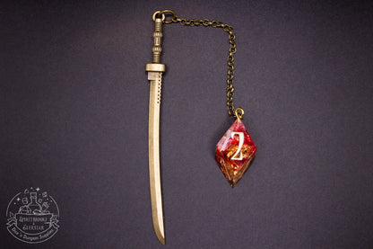 Dice Bookmark Brass, Red and Gold