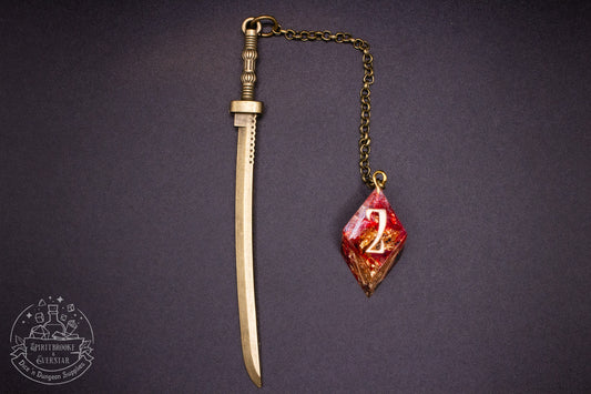 Dice Bookmark Brass, Red and Gold