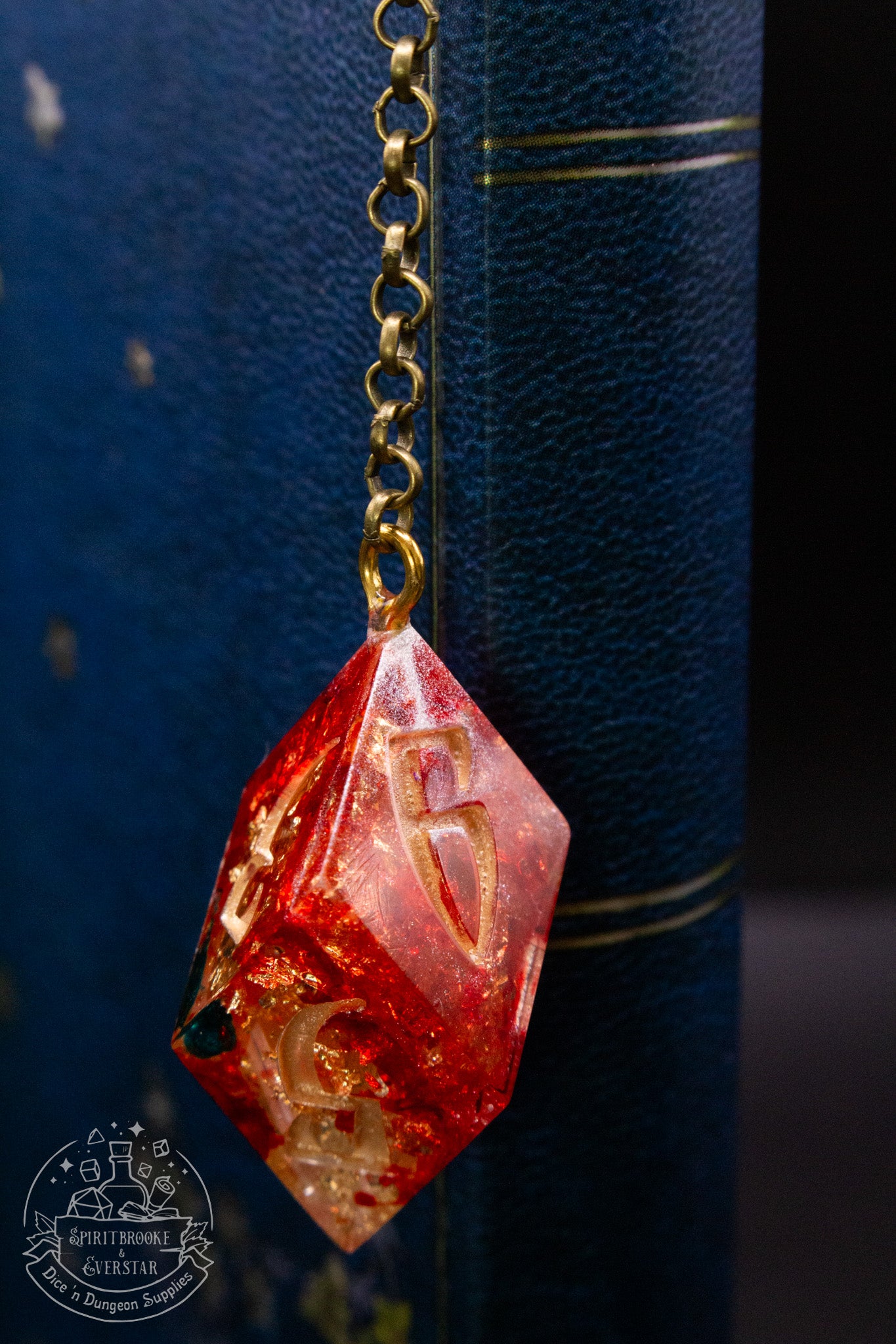 Dice Bookmark Brass, Red and Gold