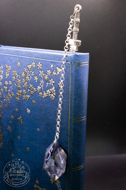 Dice Bookmark Brass, Black White and Silver Purple