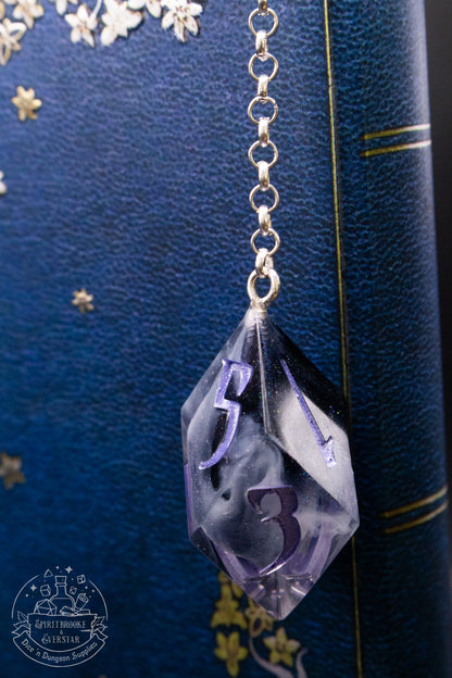 Dice Bookmark Brass, Black White and Silver Purple