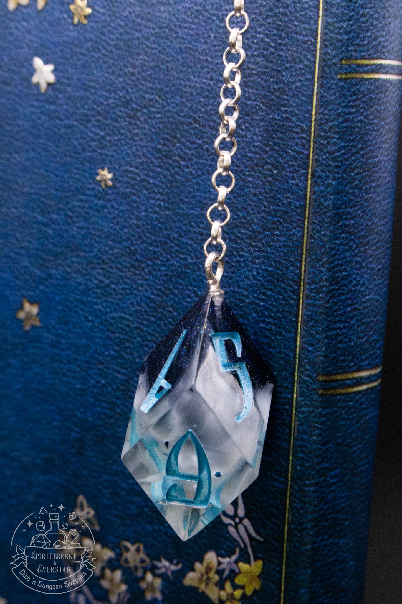 Dice Bookmark Brass, Black White and Silver Blue