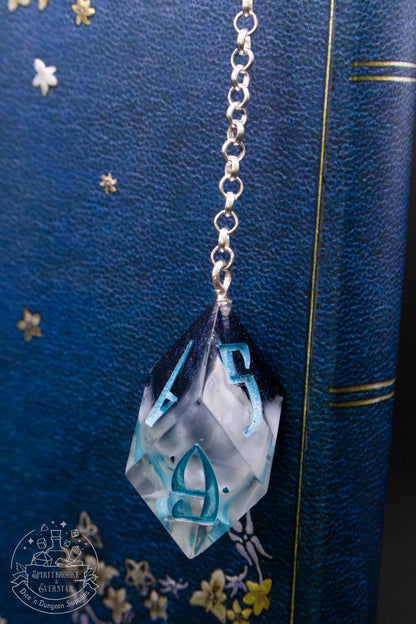 Dice Bookmark Brass, Black White and Silver Blue