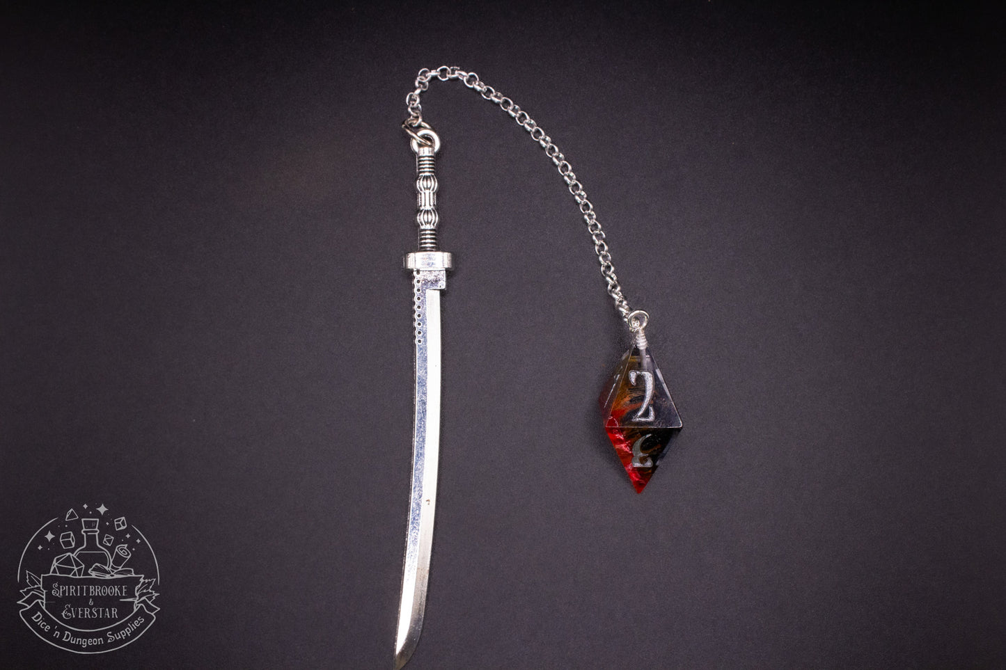 Dice Bookmark Brass, Black Red and Silver