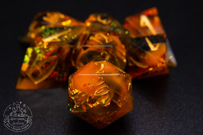 Cinderlight Pointy Polyhedral Dice set