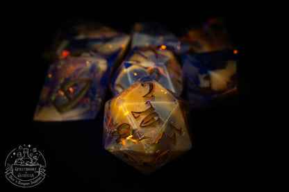 Cinderlight Pointy Polyhedral Dice set