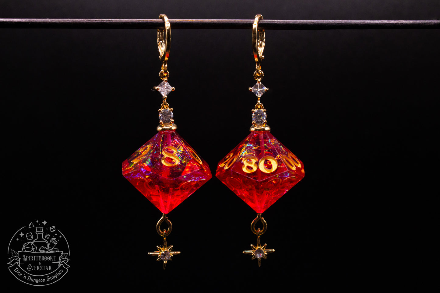 Ruby Starburst D10 + D100 Earrings