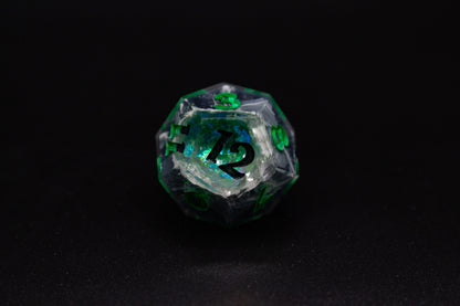 Necrotisch Groene Veelvlakkige Geode Dobbelstenen