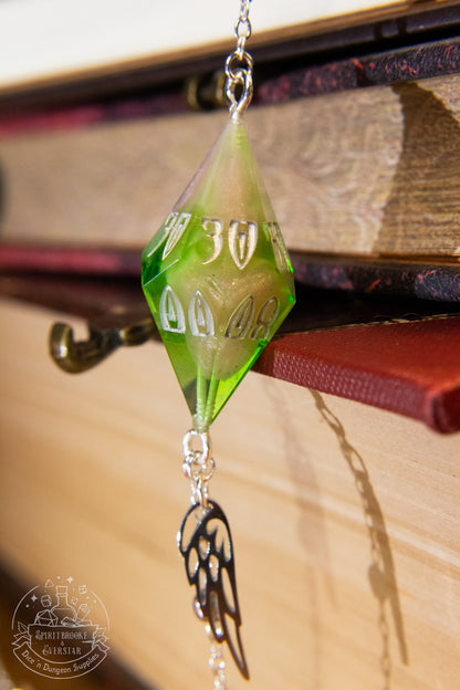 Silver Eyewear Chain Green/Pink Dice