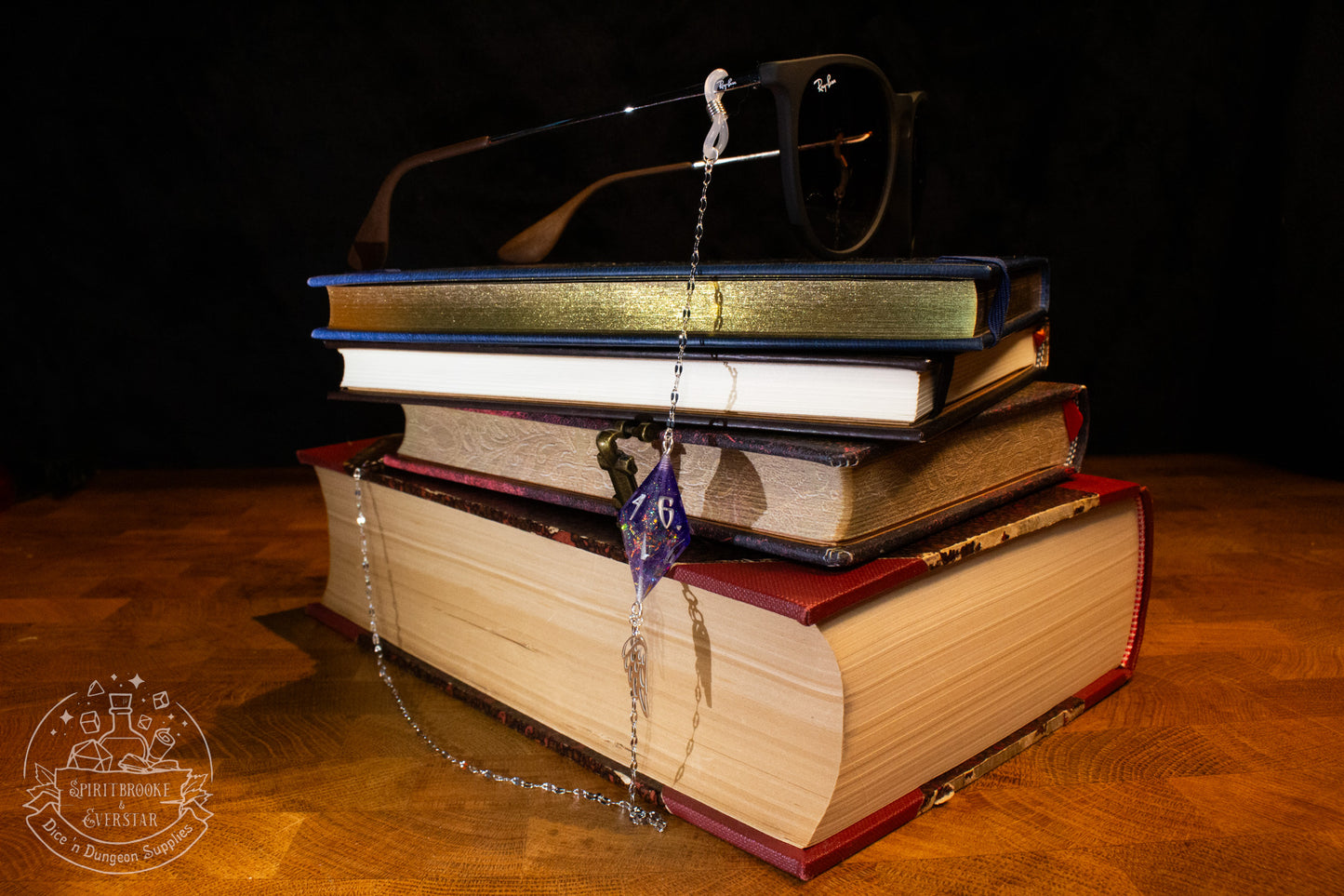 Silver Eyewear Chain Purple Rainbow Dice