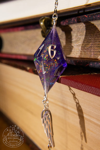 Silver Eyewear Chain Purple Rainbow Dice