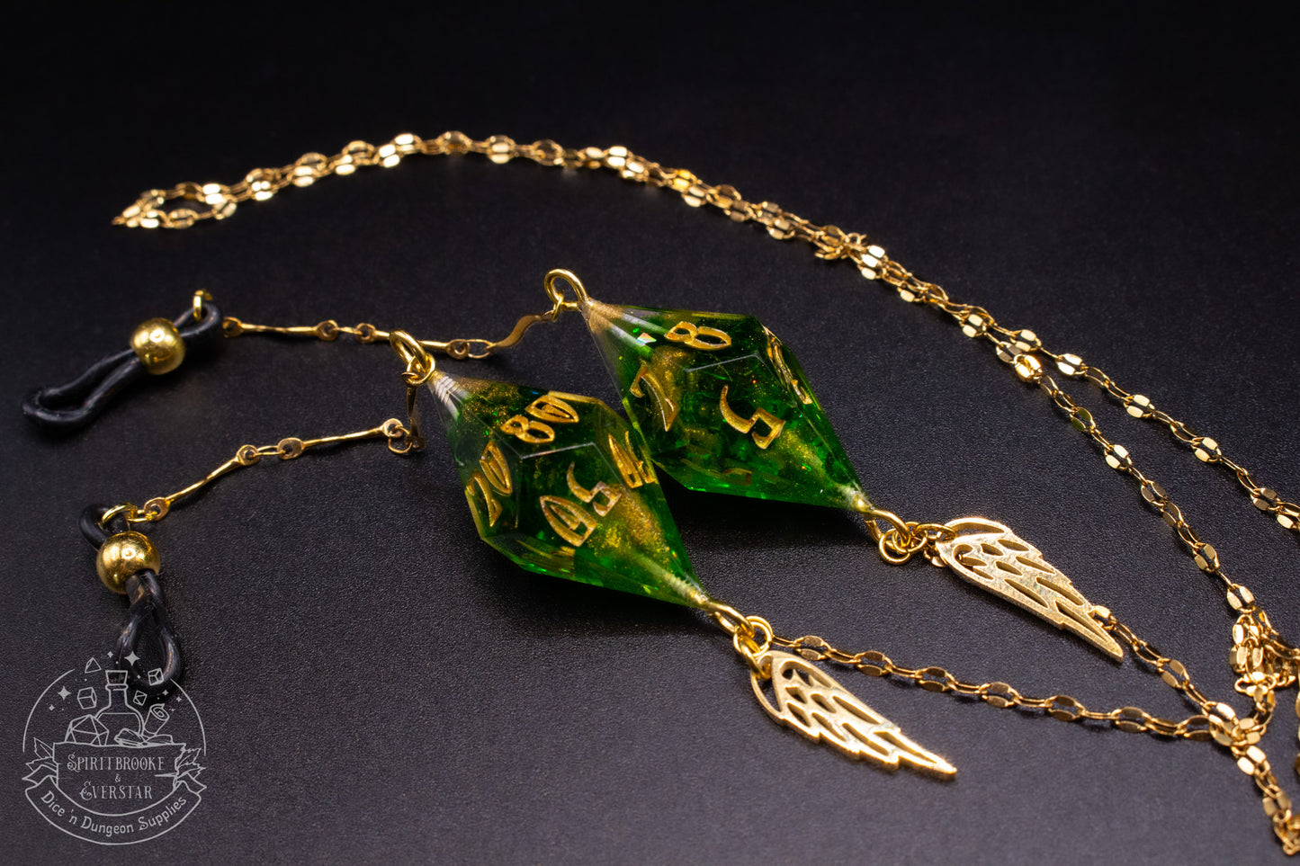 Gold Eyewear Chain Mossy Dice