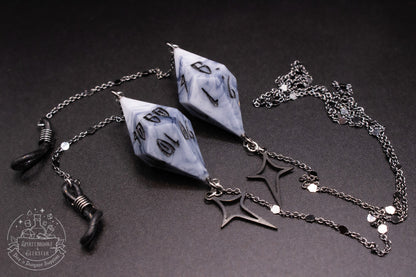 Black Eyewear Chain Black/White Marble Dice