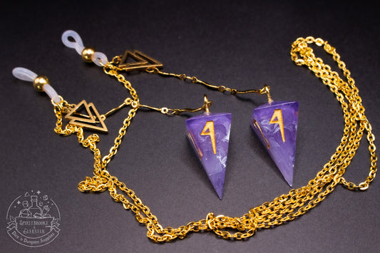 Gold Eyewear Chain Amethyst Dice