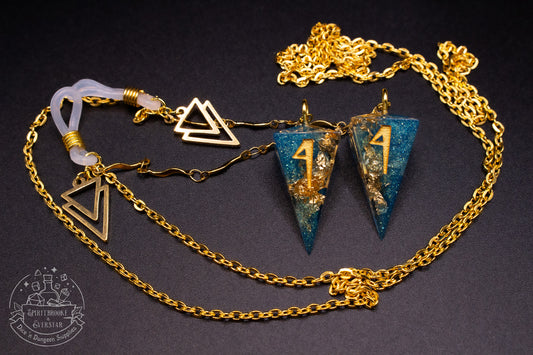 Gold Eyewear Chain Teal/Gold Dice