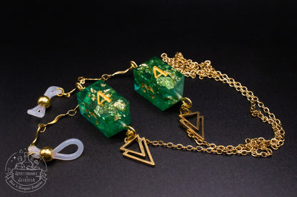 Gold Eyewear Chain Blue/green Dice