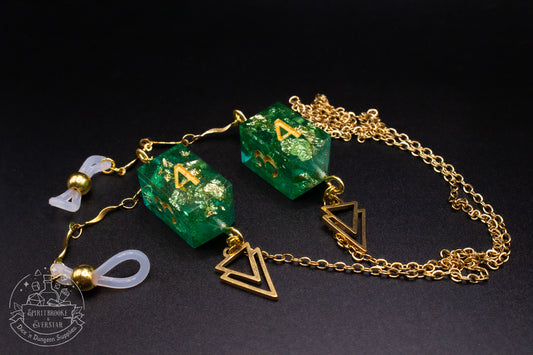 Gold Eyewear Chain Blue/green Dice