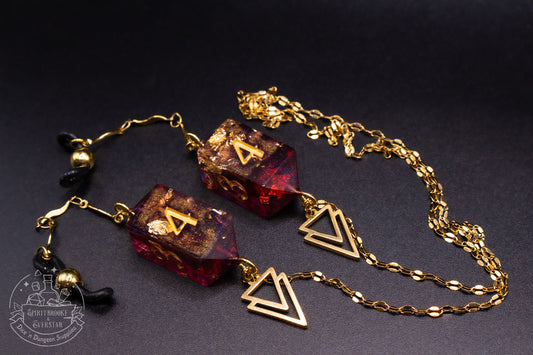 Gold Eyewear Chain Purple/Red Dice