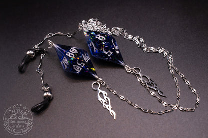 Silver Eyewear Chain Black/Blue Dice
